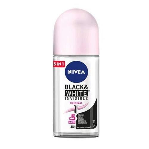 مزيل عرق رول استيكر بلاك اند وايت من نيفيا - 50مل  NIVEA Black & White Roll-On Deodorant - 50ml