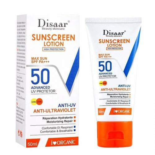 لوشن مرطب وواقي من اشعة الشمس قوة 50 من ديسار - 50مل Disaar Moisturizing Lotion with Sunscreen SPF 50 - 50ml
