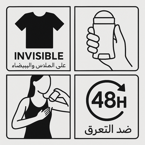 ريكسونا مزيل عرق نسائي انفيزيبل بلاك اند وايت - 40جم