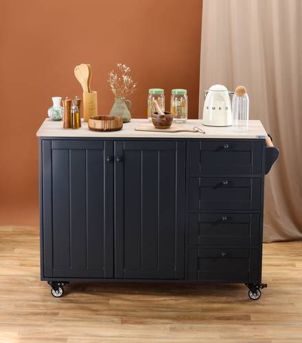 جزيرة مطبخ متحركة Black Grey