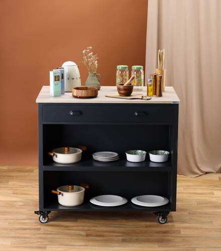 جزيرة مطبخ متحركة Black Grey