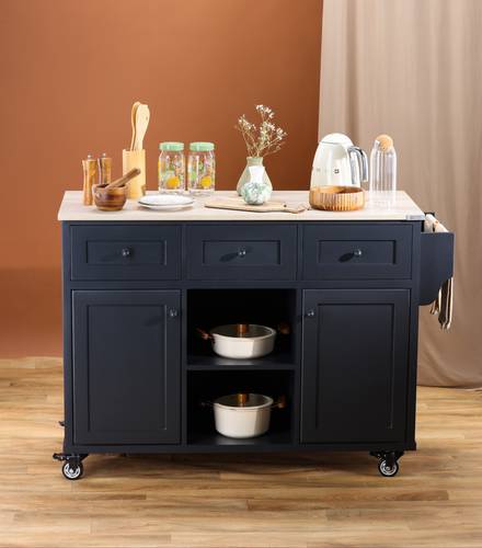 جزيرة مطبخ متحركة Black Grey
