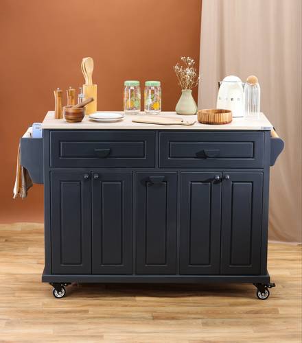 جزيرة مطبخ متحركة Black Grey