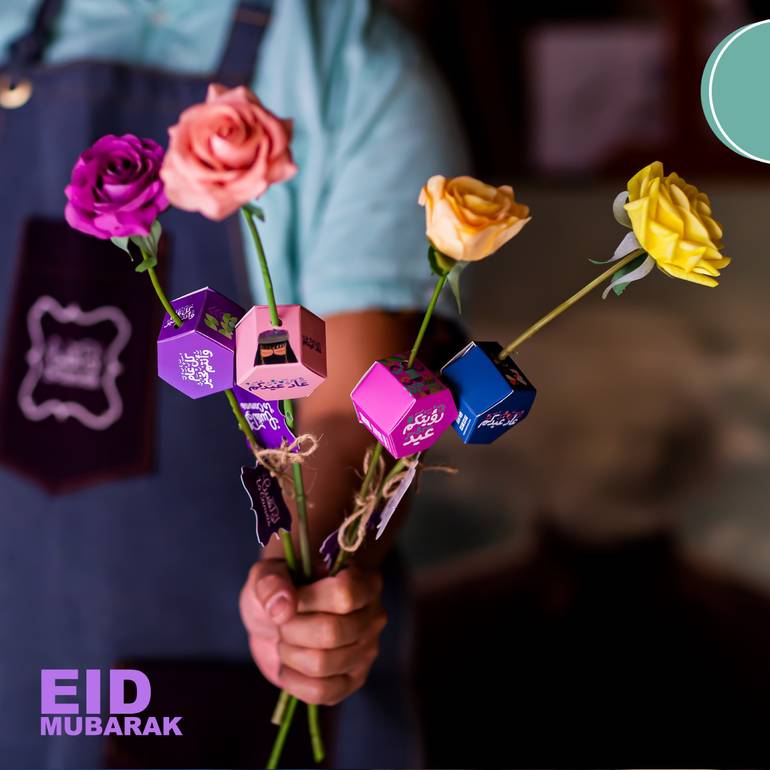 وردة الجوري بالشوكلا بثيم eid