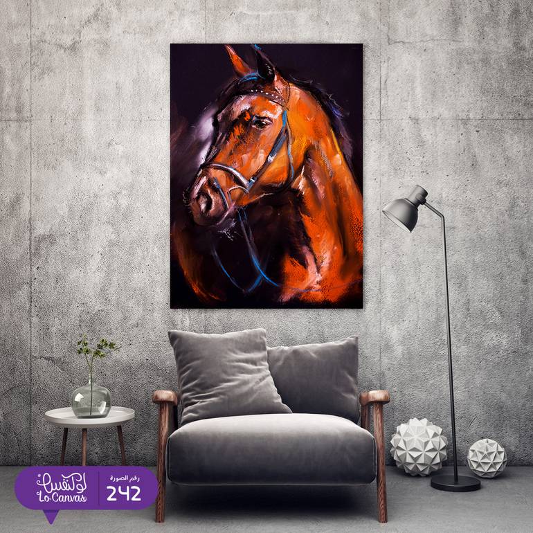 242 - الخيل البني بالوان زيتية