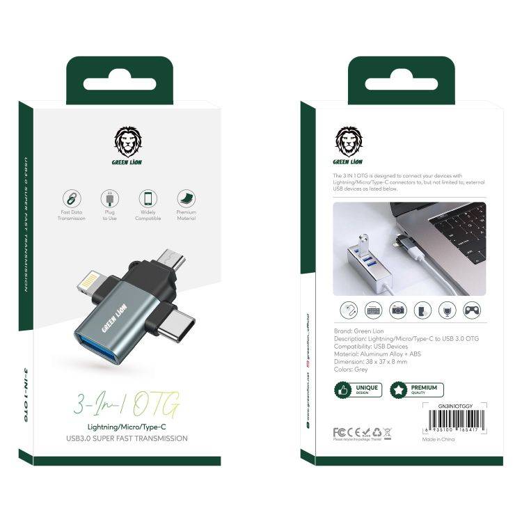 وصلة USB إلى Lightning/Micro/Type-C - لجميع الهواتف - شركة جرين