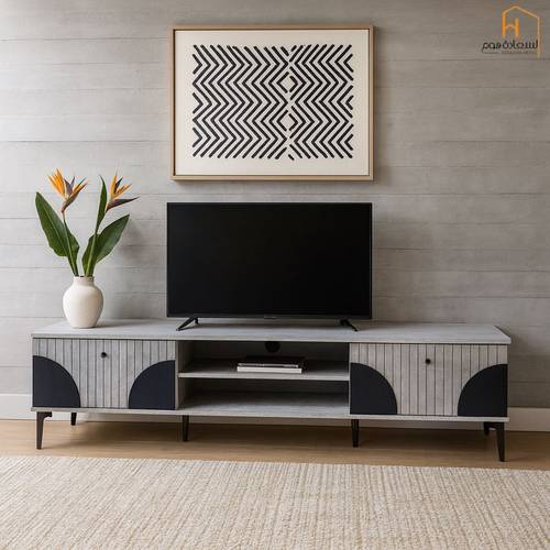 وحدة تلفزيون- 180×40×45سم-رمادى واسود