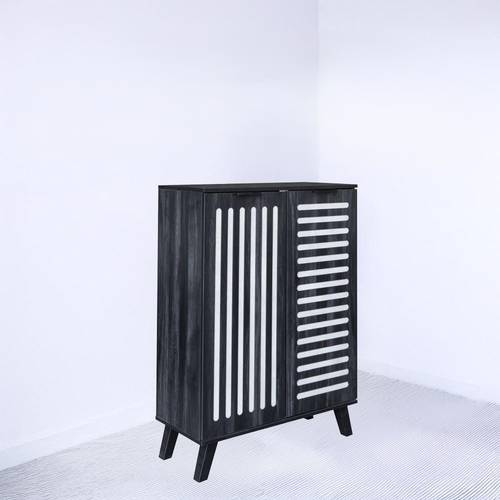  دولاب  احذية 2باب -110*35*80- أسود وابيض 