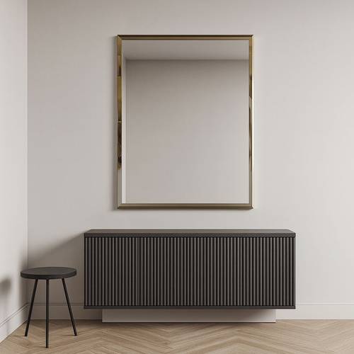 مرأة حائط أستيل اطار - رمادي - 90×60 سم