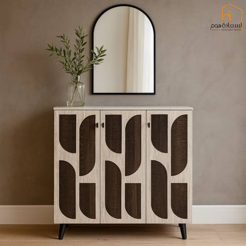 دولاب احذية  ماليزي3 باب -91*34*90- بيج واسود