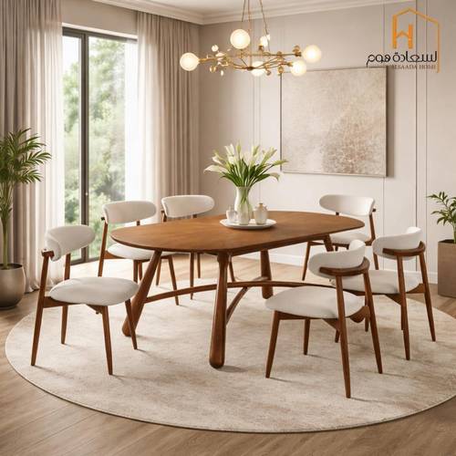 طاولة طعام 6+1 خشب ماليزي -200*100*76 سم