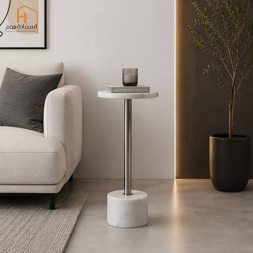  طاولة مفرد -أبيض و سلفر - 57*25*25 سم 