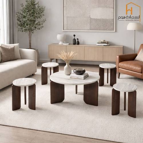 طقم طاولات خدمة خشب 4+1