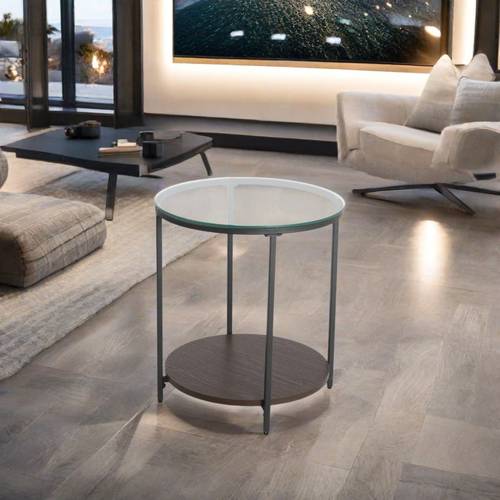   طاولة خدمة مفرد سطح زجاج كافيه  56×50سم