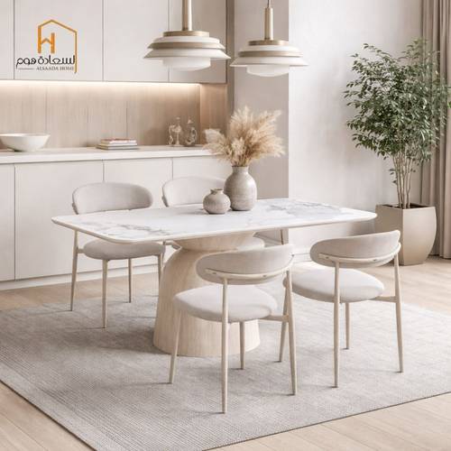 طاولة طعام 4 كرسي - سيراميك -  130*80*75 سم