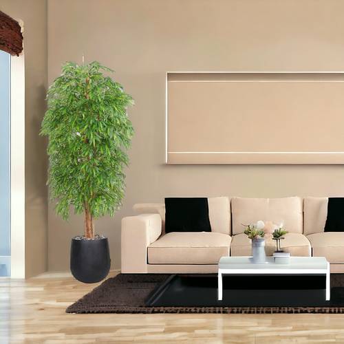 شجرة البامبو - 220 سم - حوض فيبر - اسود