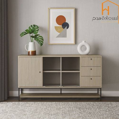 دولاب بوفيه متعدد الاغراض - 90X40X160 سم-رمادى 