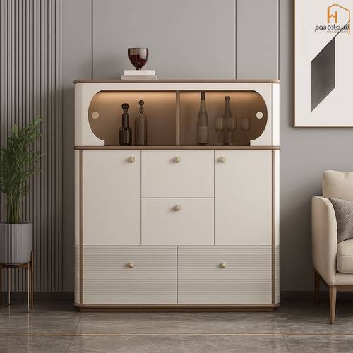 دولاب بوفيه متعدد الاغراض-112x40x140-بيج