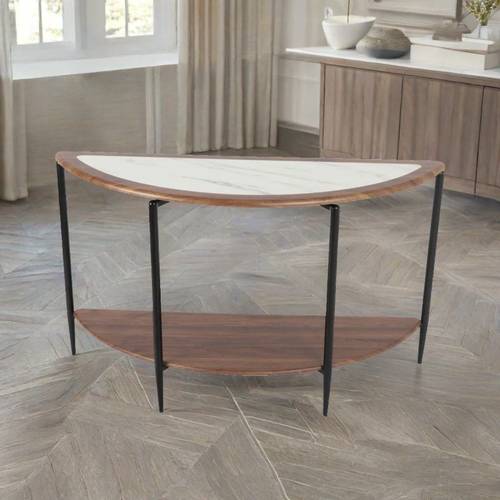  طاولة خدمة مفرد سطح رخام ابيض+ارجل سوداء 119×43×70 سم