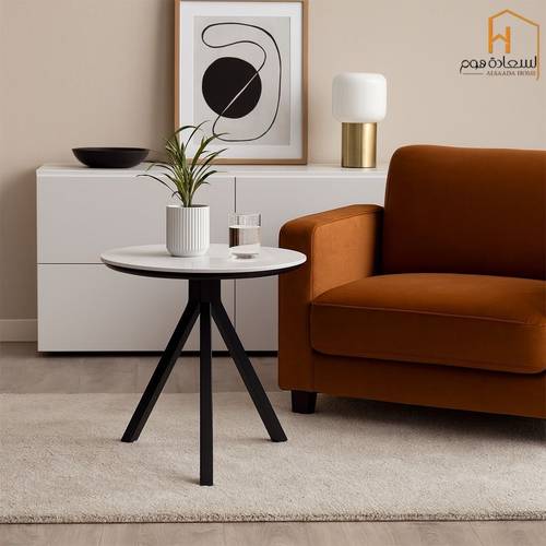  طاولة خدمة مفرد سيراميك -ابيض-70*70*75