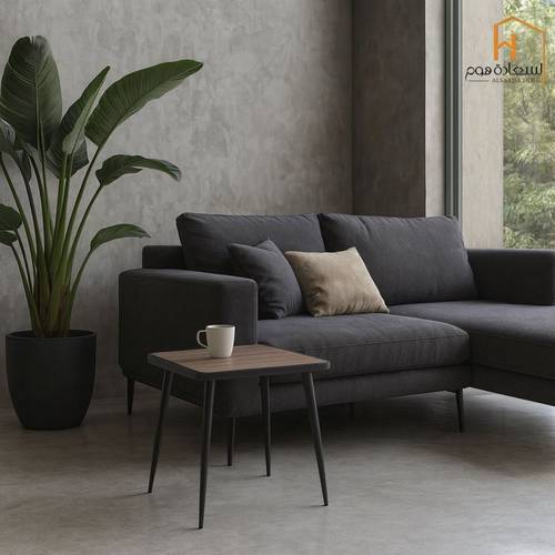 طاولة خدمة مفرد بني  مع أسود - 70*70*75سم