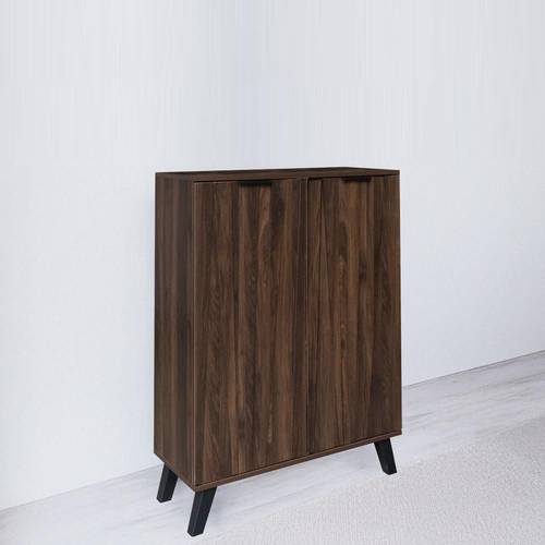 دولاب أحذية متعدد الأغراض- 2 باب - 110X80X35 سم - بني