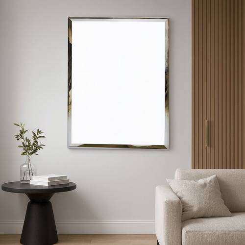 مرأة حائط أستيل اطار - رمادي - 80×60 سم