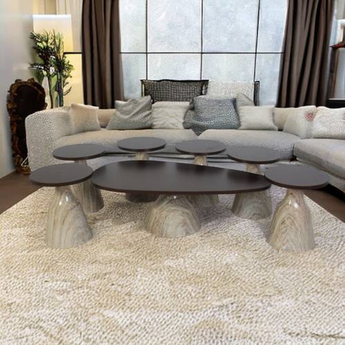 طقم طاولات خشب - 7 قطع - اسود