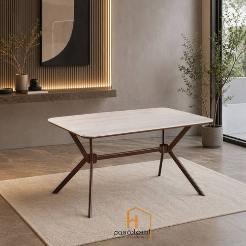 طاولة طعام مفرد سراميك - بني - 75*80*130 سم 
