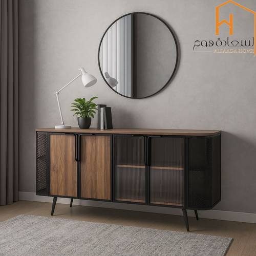دولاب بوفيه متعدد الاغراض - 80X40X160 سم-بني