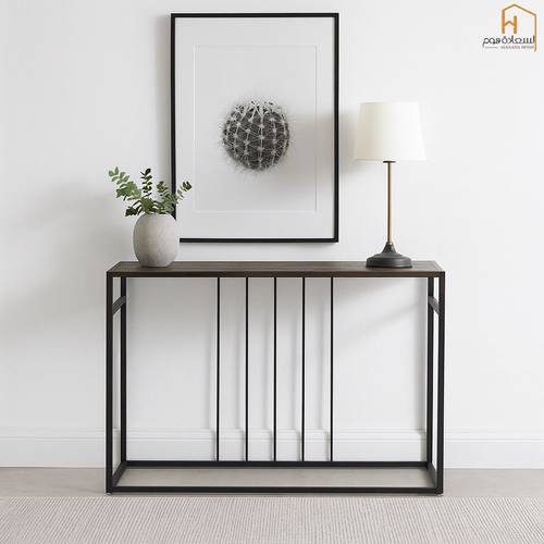  مدخل استقبال  خشب حديد-بني- 80x40x120سم
