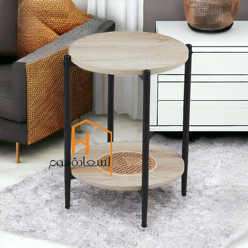 طاولة خدمة مفرد طابقين خشبي فاتح40*40*55سم