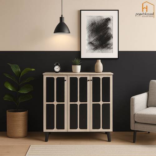 دولاب أحذية متعدد الأغراض 91*90*34- بيج