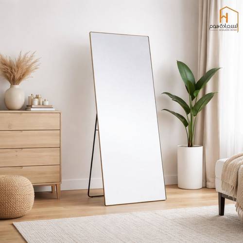 مرأة استاند اطار معدن- ذهبي - 80×180 سم