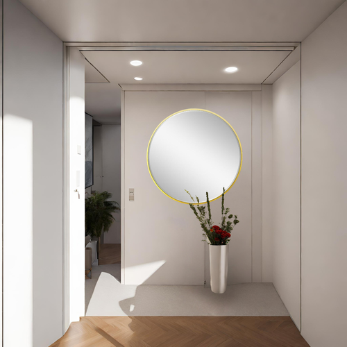 مرأة حائط دائرية اطار ذهبى 80×80سم