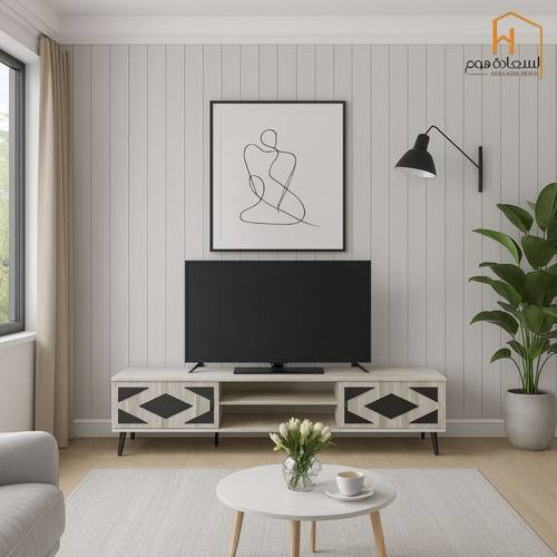 وحدة تلفزيون- 45×40×200 سم -بيج واسود  