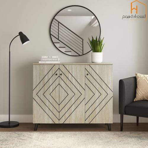 دولاب احذية 3باب متعدد الاستخدام -بيج-91*34*120