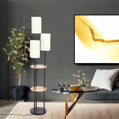  مصباح ارضى معدنى  ابيض - اسود 35 ×158 سم