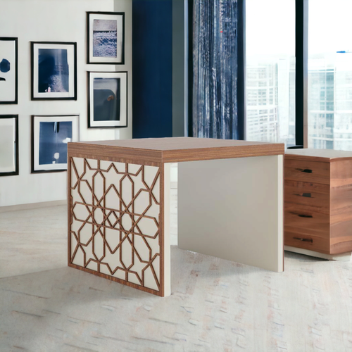  طاوله شاى مكتبيه بنى مع خزانه45×60×60 سم
