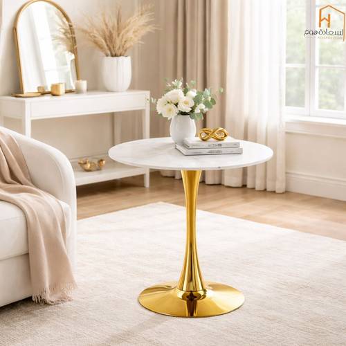 طاولة خدمة مفرد سيراميك -أبيض-70*70*75