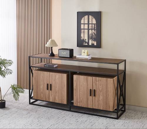  دولاب بوفيه متعدد الاغراض - 95X45X180 سم-WALNUT