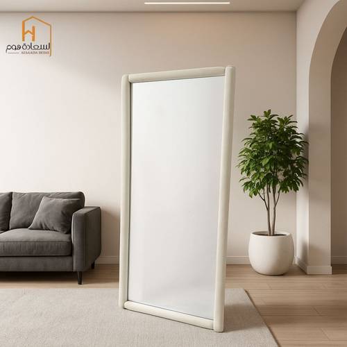 مرأة أرضيه اطار قماش - أبيض -77×177 سم