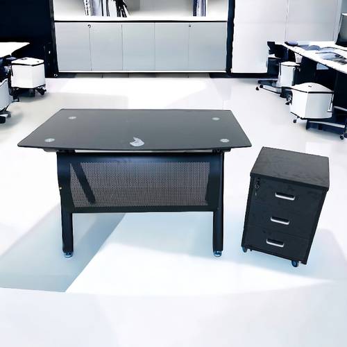 مكتب زجاج 140×70×75 سم - اسود