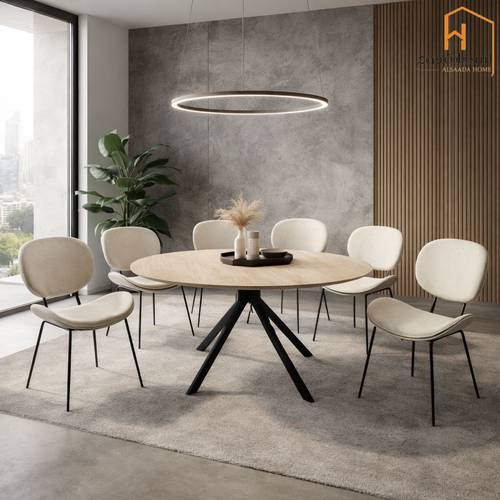 طاولة طعام دائري - 6 كرسي- 120X75 سم