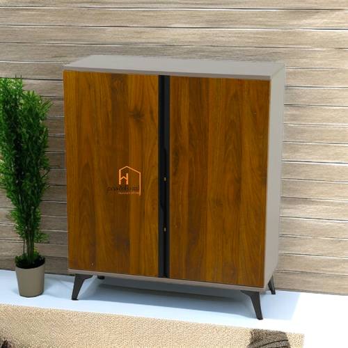 دولاب أحذية متعدد الأغراض- 2 باب - 96X80X34 سم - بني
