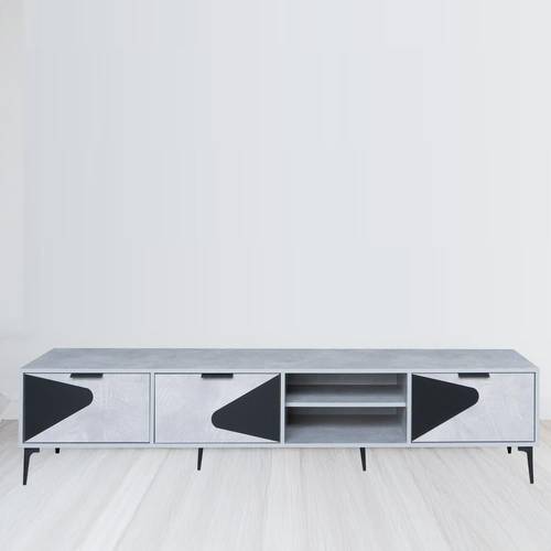 طاوله تلفزيون بلازما -  200X40X45 سم - رمادي