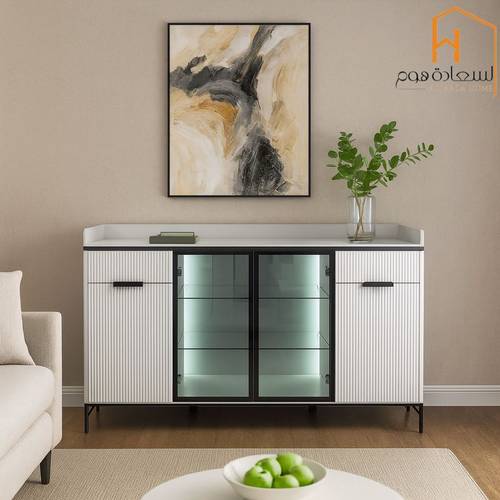 دولاب بوفيه متعدد الاغراض - 95X40X160 سم-رمادى 