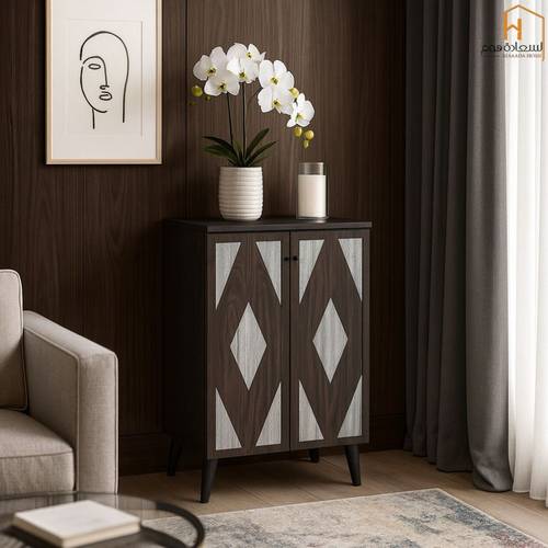  دولاب احذية  ماليزي2 باب -91*34*60-بني ورمادي 