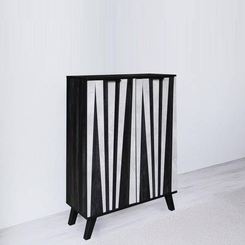 دولاب أحذية متعدد الأغراض- 2 باب - 110X80X35 سم - اسود
