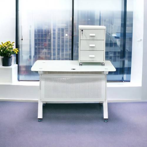 مكتب سطح زجاج ابيض 120×70×75سم 